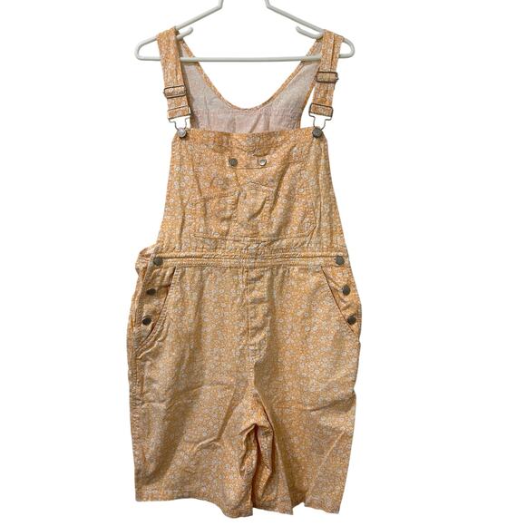 Choices from Gitano Vtg Womens Sz Large Orange & White Floral Overalls Y2K - Picture 1 of 7